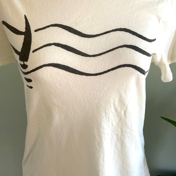 Anthropologie Sol Angeles Nautical Graphic Tee Creamy White with Charcoa… - Picture 2 of 7